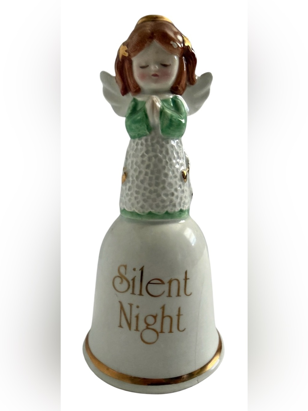 Vintage Napcoware Japan Christmas Angel "Silent Night" 5" Bell